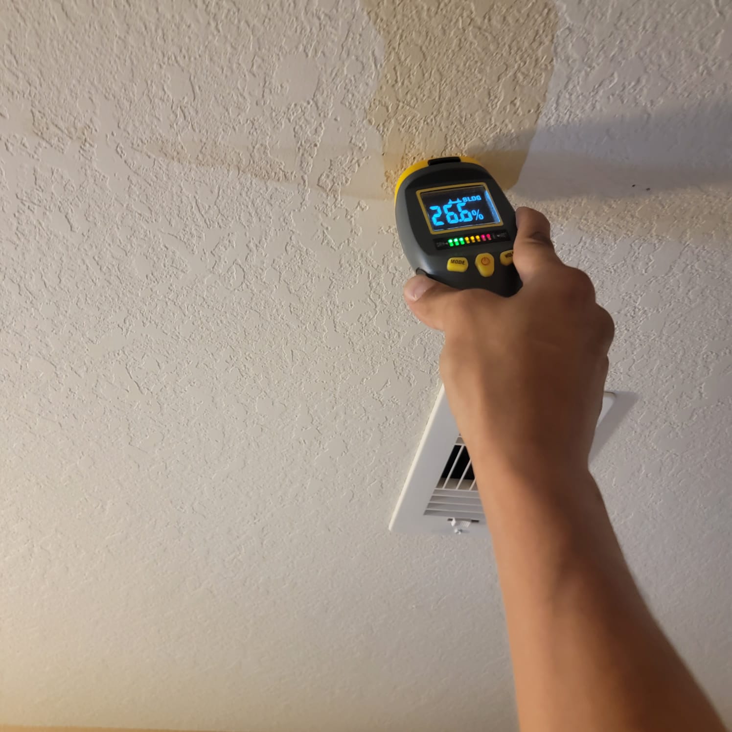 After an AC leak, we extracted all the water and moisture to dry out the property,‍ ran air movers and scrubbers, set containments as well as removed the damaged carpet and drywall