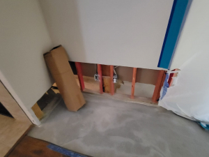 We extracted the water, dried out the home, and cut out and replaced the damaged materials after a washer overflowed.