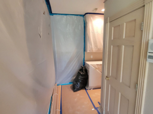 This mold job began as an upstairs patio leak. We investigated, demoed, remediated the mold and passed with flying colors.