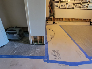 After a tub overflowed, we completed a one foot cut and dry out.