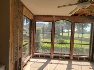 This mold job began as an upstairs patio leak. We investigated, demoed, remediated the mold and passed with flying colors.