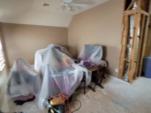 After an AC leak, we extracted all the water and moisture to dry out the property,‍ ran air movers and scrubbers, set containments as well as removed the damaged carpet and drywall